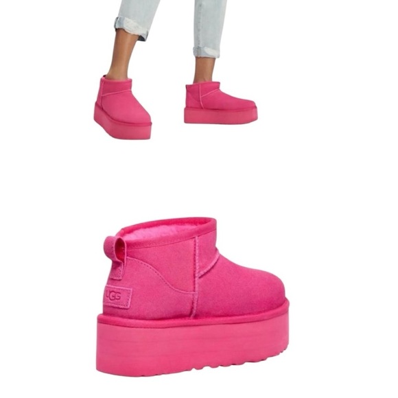 UGG CLASSIC ULTRA MINI PLATFORM BOOT TAFFY PINK FUCHSIA WOMENS SZ  US 7 EU 38 - Picture 2 of 14